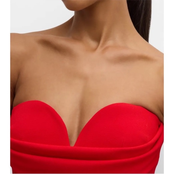 NWT Alex Perry Red Darcy Draped Bustier Sweetheart Midi Dress Size 6 - Picture 5 of 12
